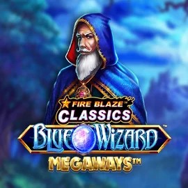 Logo of Fire Blaze Blue Wizard Megaways from Rarestone Gaming at Herospin Casino